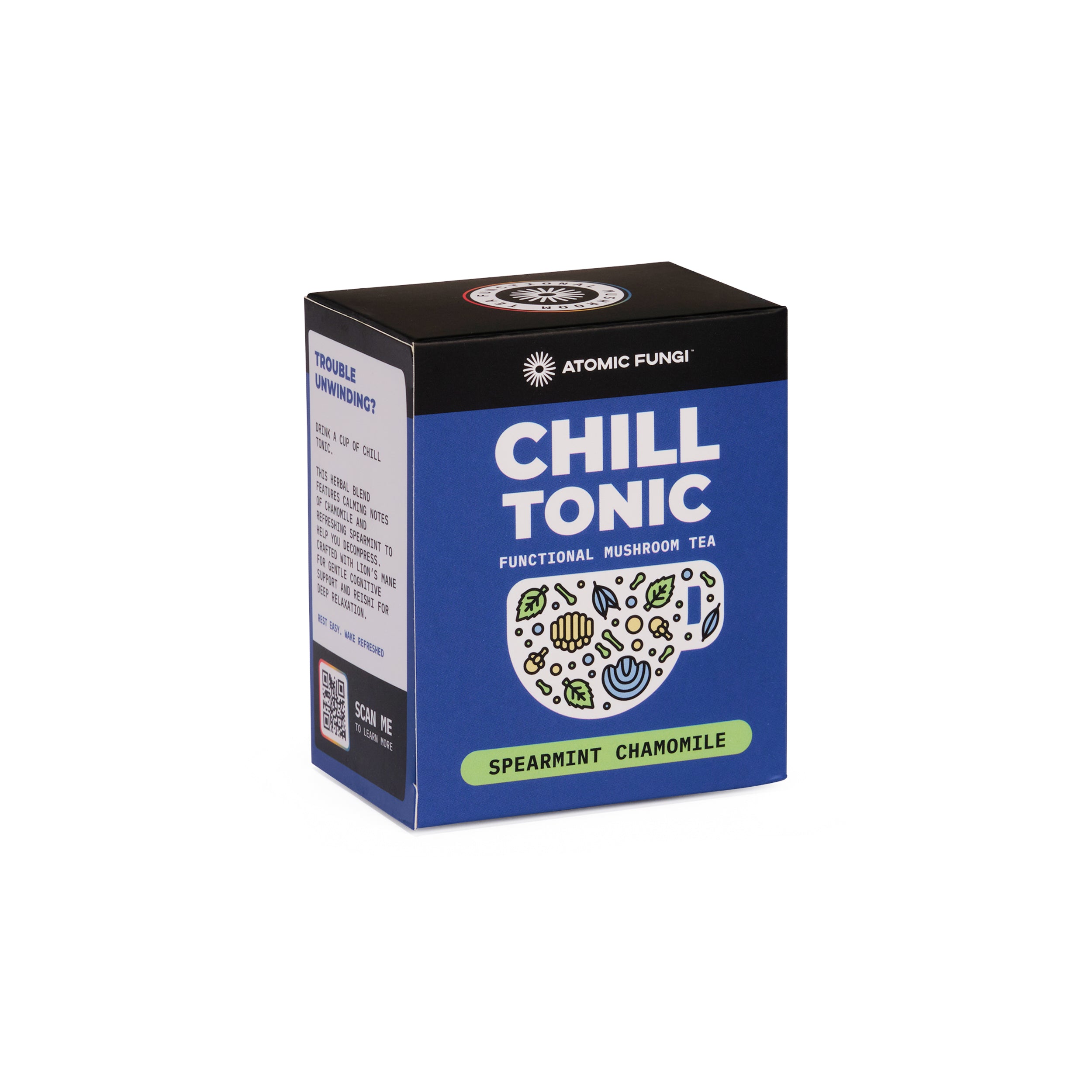 Chill Tonic Functional Mushroom Tea - Spearmint Chamomile Relaxation Blend with Reishi & Calming Herbs - Caffeine-Free Evening Wellness Tea